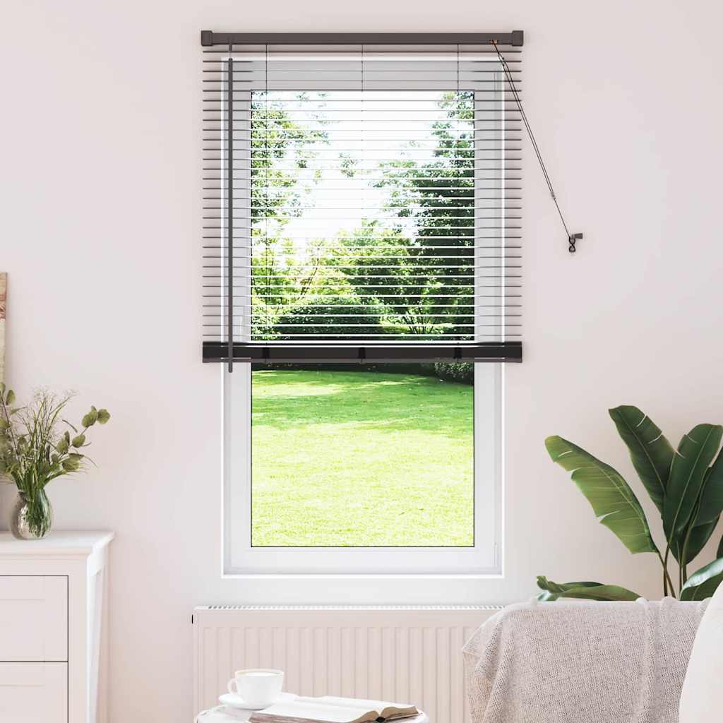 Window Blind with Curtains Manual Black Aluminium
